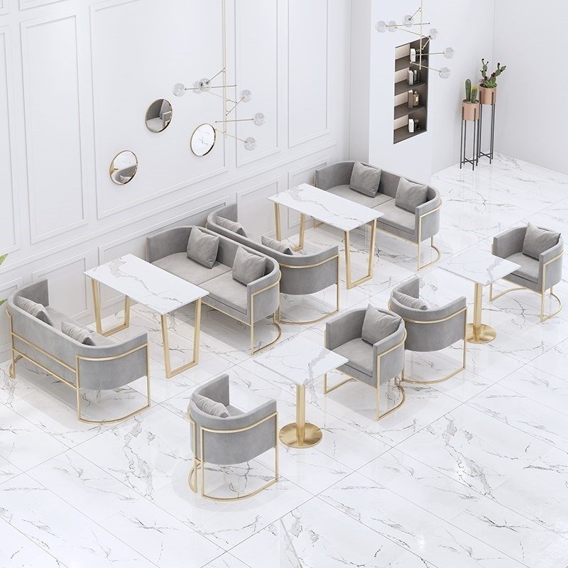 modern luxury velvet nail salon hotel restaurant sofa booth and table furniture
