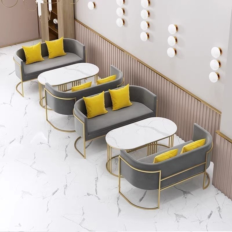 modern luxury velvet nail salon hotel restaurant sofa booth and table furniture