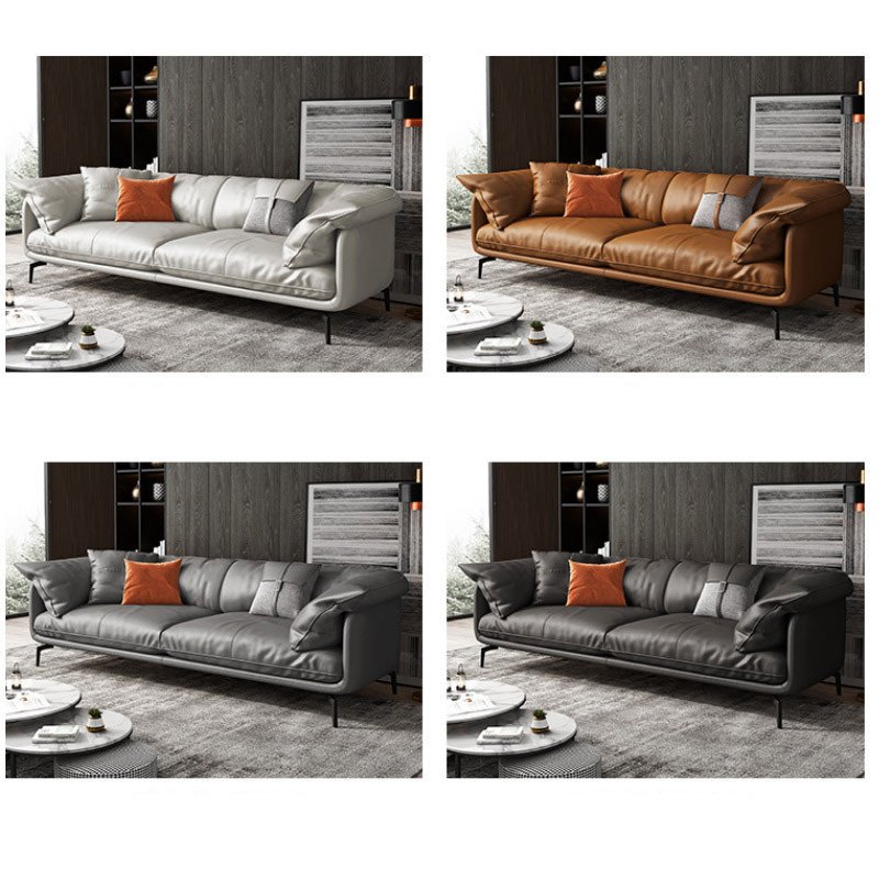 Italian Style Leather Sofa Modern Minimalist Living Room Light Luxury Cowhide Sofa Set GENUINE Leather Sectional Sofa 2 Sets