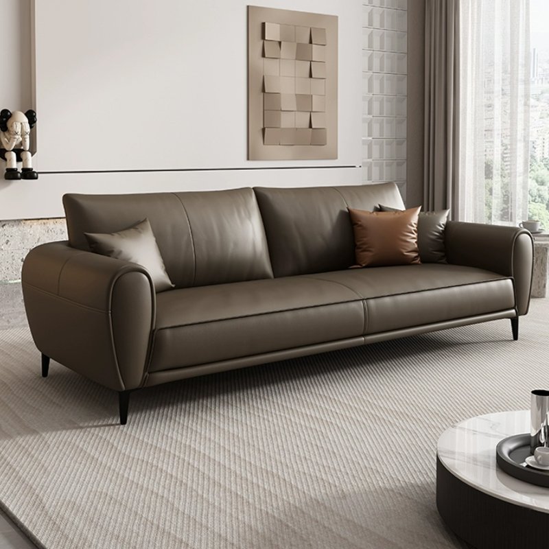 Italian Modern Leather Office Sofa Minimalist Three-Person Company Business Reception Room Furniture for Living Room