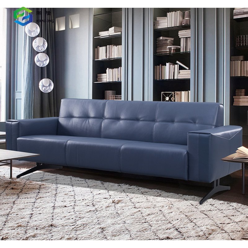 Modern Couch Living Room Sofas Blue Office Sofa Leather Reception Sofa