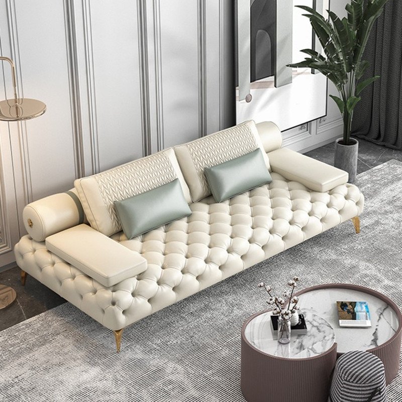 High-End Italian Design 3 Seater Leather Sofa from Milano Modern Modular Sofa for Apartment Living Room Soft and Stylish