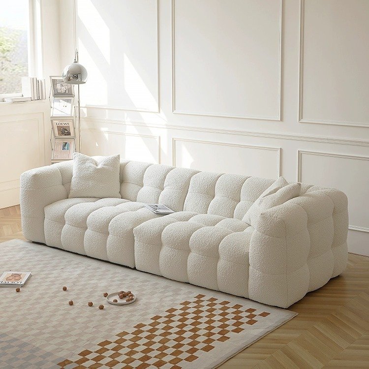 Cream-style Cotton Candy Sofa Set Living Room Furniture Modern Sofa Minimalism Soft Cloud White Lambs Wool Fabric Sofa For Home
