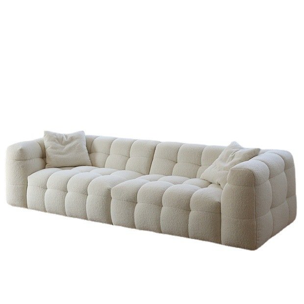 Cream-style Cotton Candy Sofa Set Living Room Furniture Modern Sofa Minimalism Soft Cloud White Lambs Wool Fabric Sofa For Home