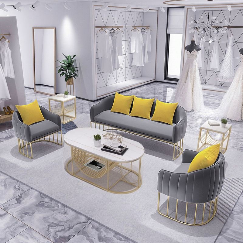 Modern Simple Metal Frame Couch Set living room Furniture Velvet Fabric 1+2+3 Sectional living room sofas