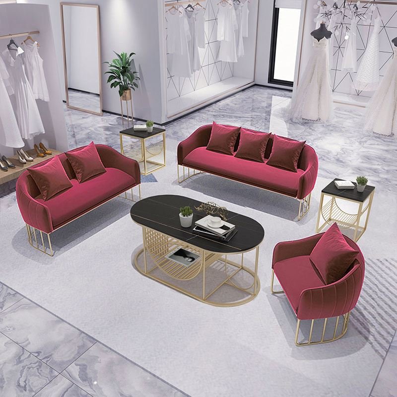 Modern Simple Metal Frame Couch Set living room Furniture Velvet Fabric 1+2+3 Sectional living room sofas