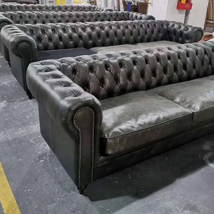 vintage green leather chesterfield sofa couches living room imperial real leather midcentury chesterfield leather sofa