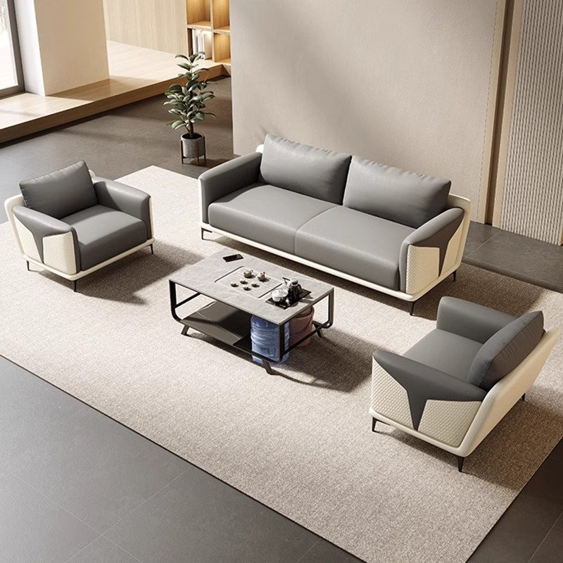 Modern Nordic Design Modular 2-Seater Leather Office Sofa Set European Style Hotels Schools Home Offices Commercial Reception