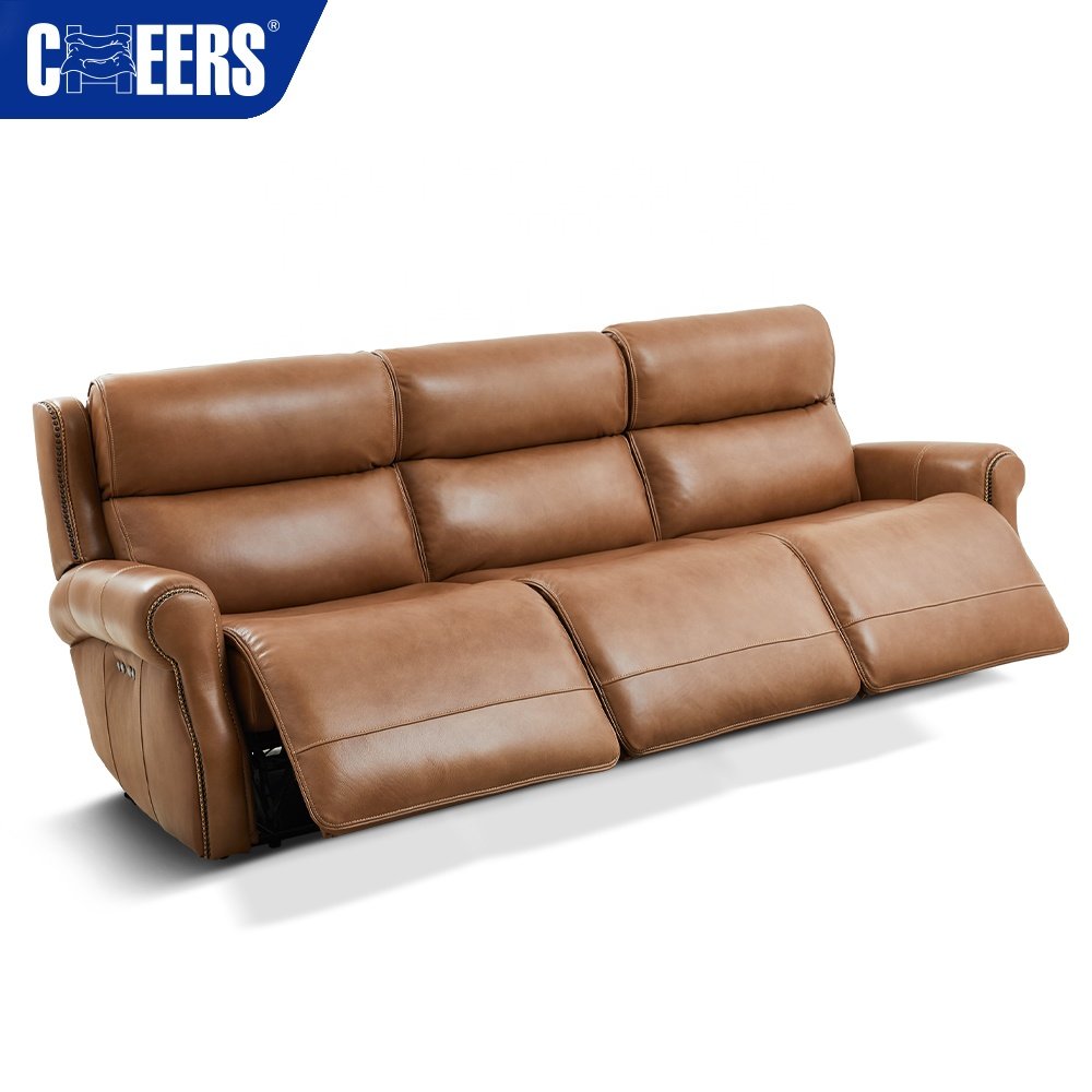 MANWAH CHEERS Luxury Genuine Leather Power Recling Sectional Sofa Set Furniture with Storage For Living Room sofas