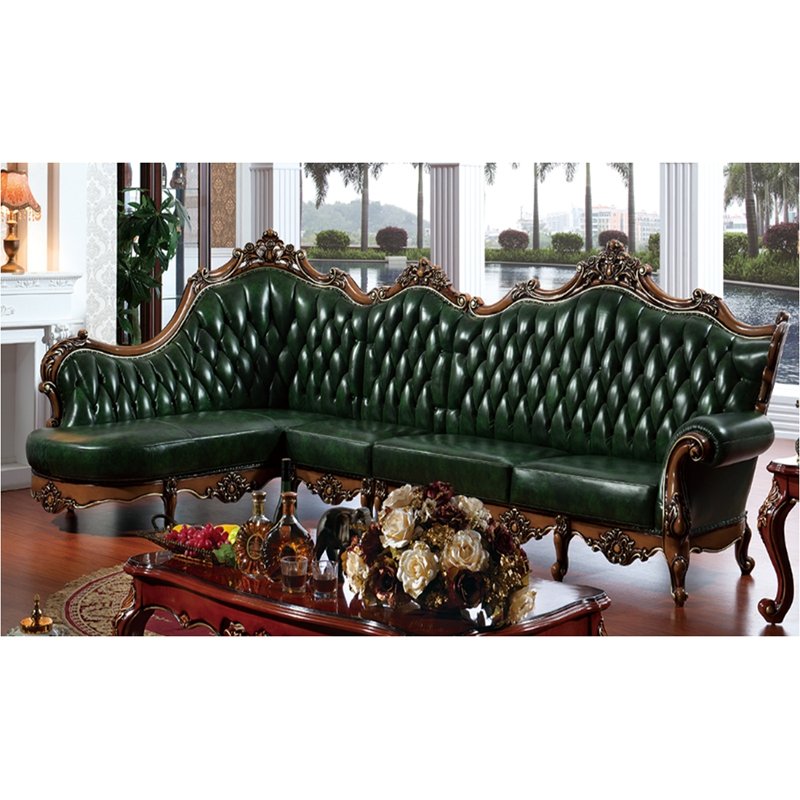 Royal Chesterfield Leather Classic Corner Sofa Set Antique Furniture Set