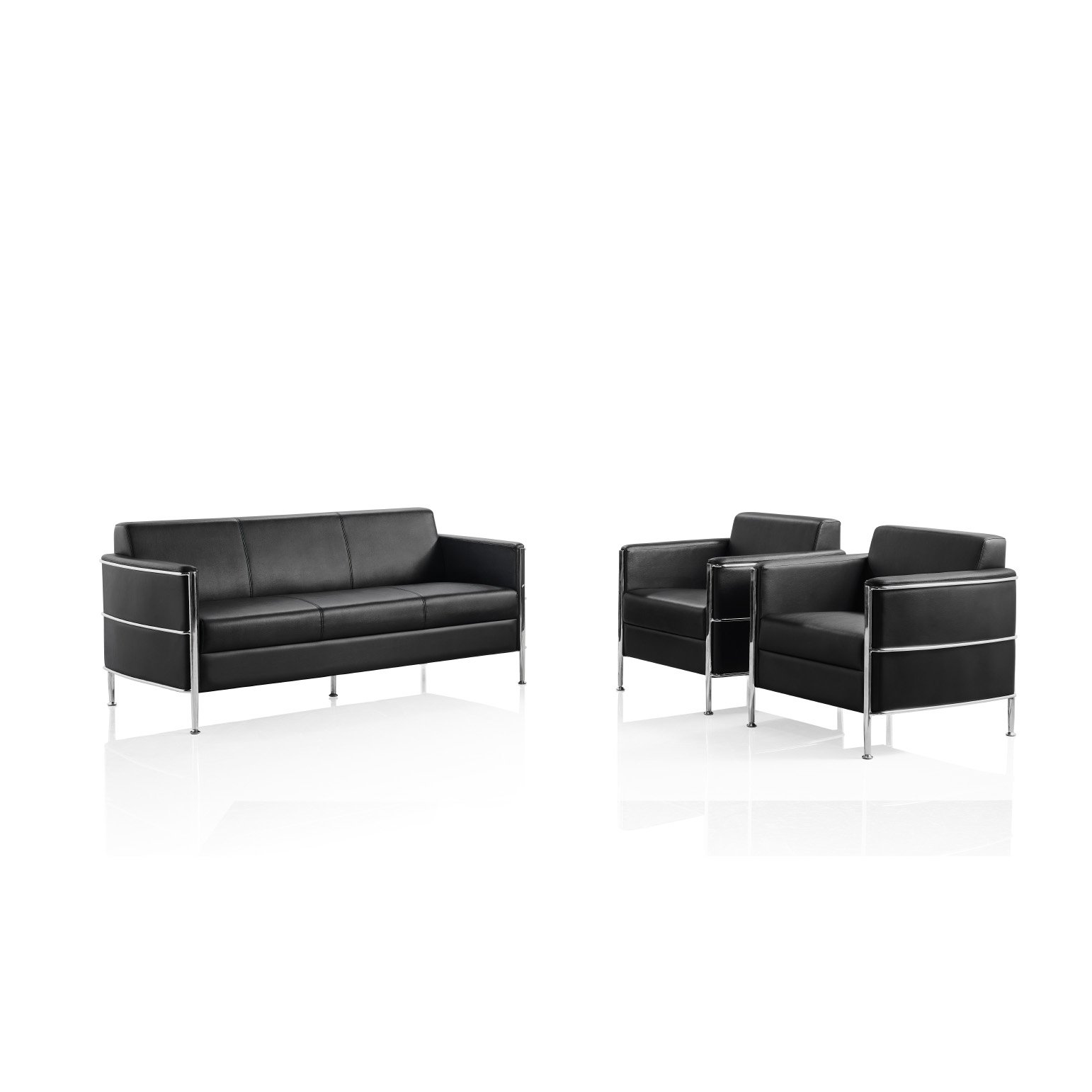 Best Seller Black PU Leather Reception Waiting Area Couch Office Sofas Sets