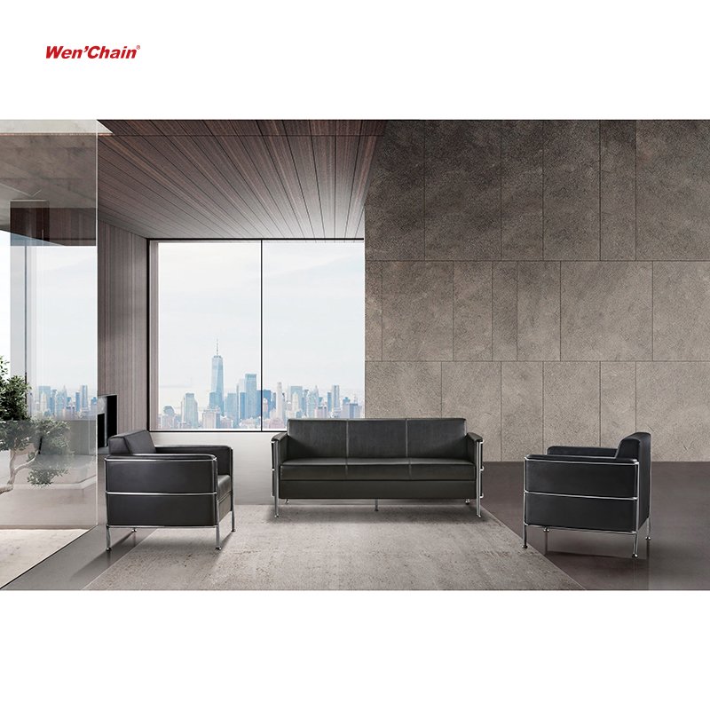 Best Seller Black PU Leather Reception Waiting Area Couch Office Sofas Sets