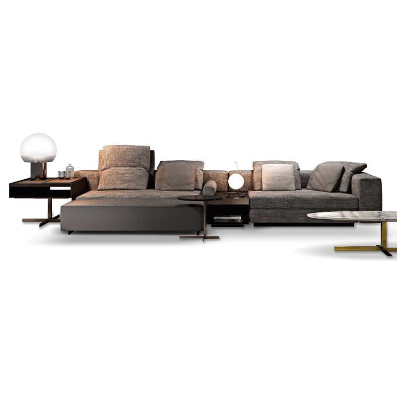 Modern Nordic simple Italian style leather sofa suitable for large family fabric studio suitable for modern living room