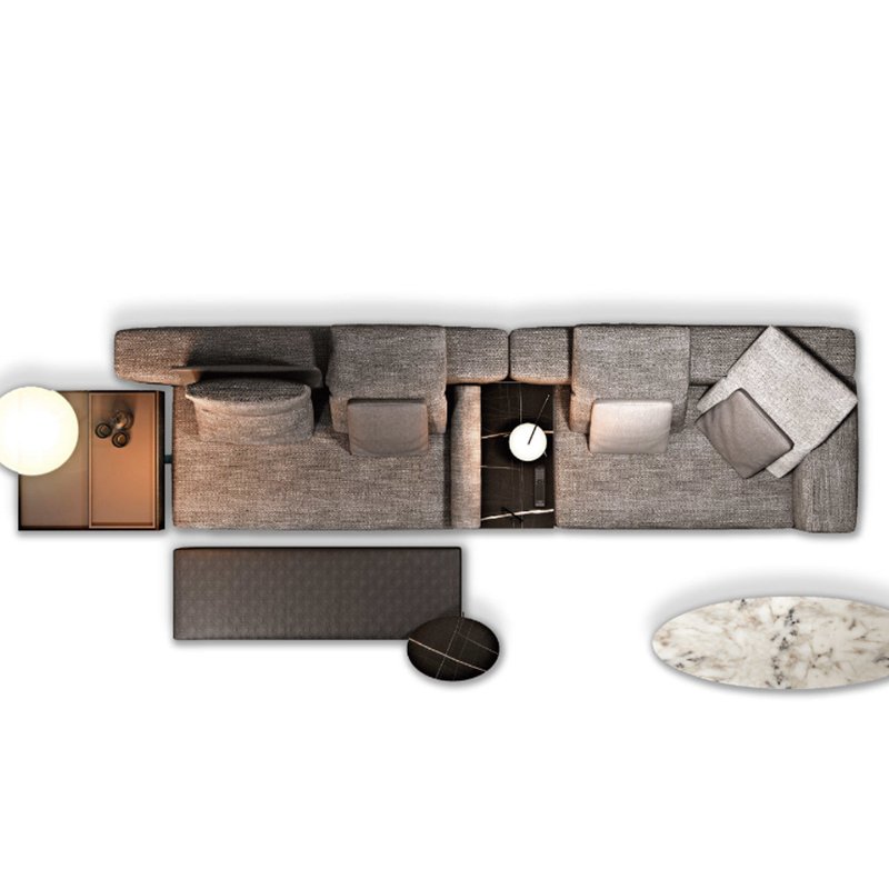 Modern Nordic simple Italian style leather sofa suitable for large family fabric studio suitable for modern living room
