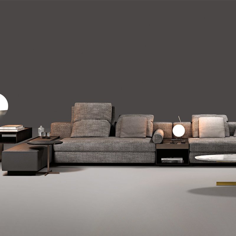 Modern Nordic simple Italian style leather sofa suitable for large family fabric studio suitable for modern living room