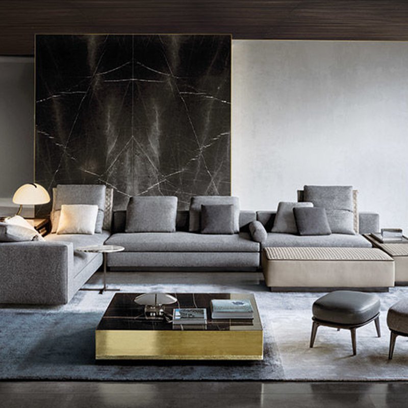 Modern Nordic simple Italian style leather sofa suitable for large family fabric studio suitable for modern living room