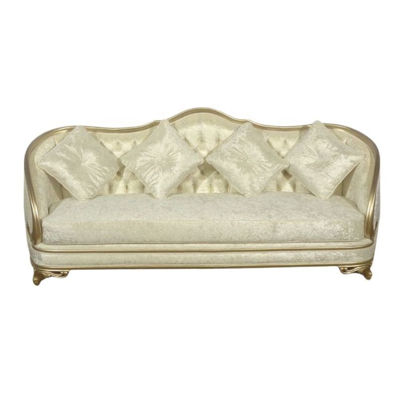 Luxury Living Room Sofa Set Tufted Three Seat Sofa and Two Seat Sofa Wooden Hand Carved Coffee Table for Modern Home Furniture