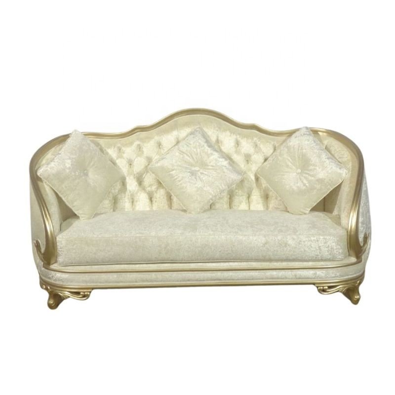 Luxury Living Room Sofa Set Tufted Three Seat Sofa and Two Seat Sofa Wooden Hand Carved Coffee Table for Modern Home Furniture