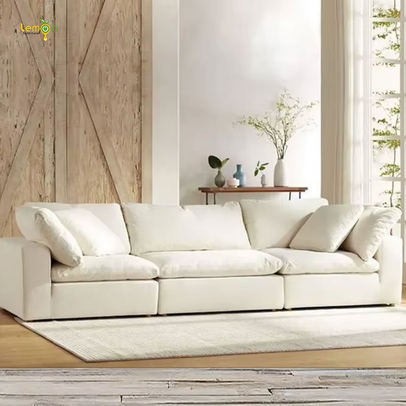 Italian luxury home sectional cloud couched sofa set modern white modular sectional couch