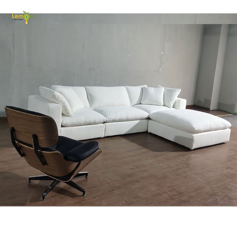 Italian luxury home sectional cloud couched sofa set modern white modular sectional couch