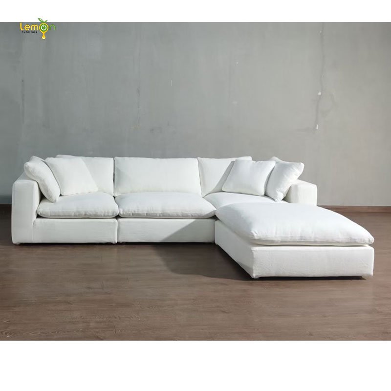 Italian luxury home sectional cloud couched sofa set modern white modular sectional couch