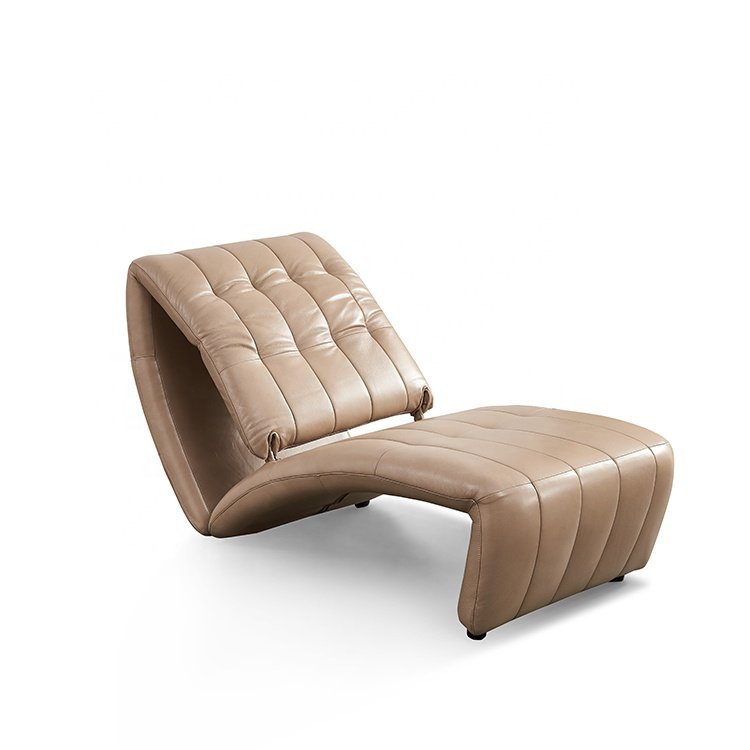 Hot Selling Modern Nordic Style Single Seat Brown Genuine Leather Sofa Chair for Living Room