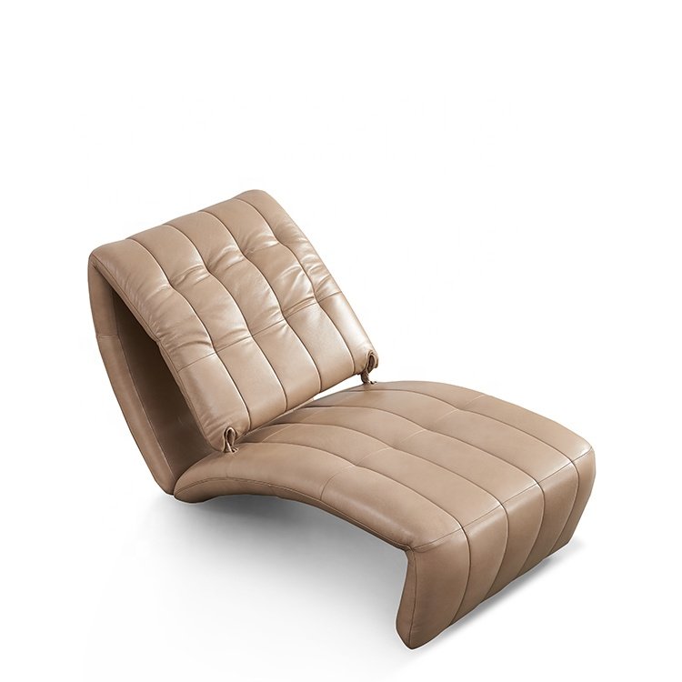 Hot Selling Modern Nordic Style Single Seat Brown Genuine Leather Sofa Chair for Living Room