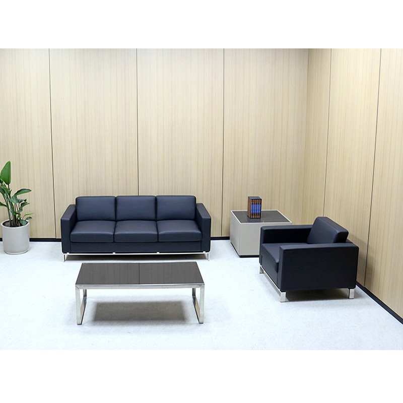 Zebai Foshan Popular Modern Furniture Comfortable Reception Hotel Genuine Leather Triple Sofa