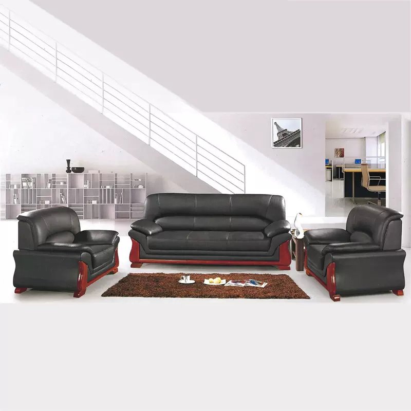 Long modern classic pu leather custom china factory 1 2 3 Seater office sofa leather office chairs and tables furniture