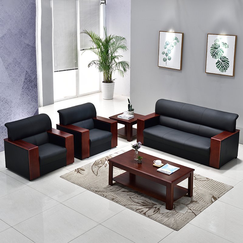 Long modern classic pu leather custom china factory 1 2 3 Seater office sofa leather office chairs and tables furniture
