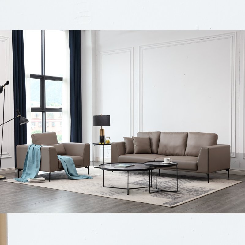 Modern high-quality Living Room sofa leather business office Reception sofa Single and triple sofa