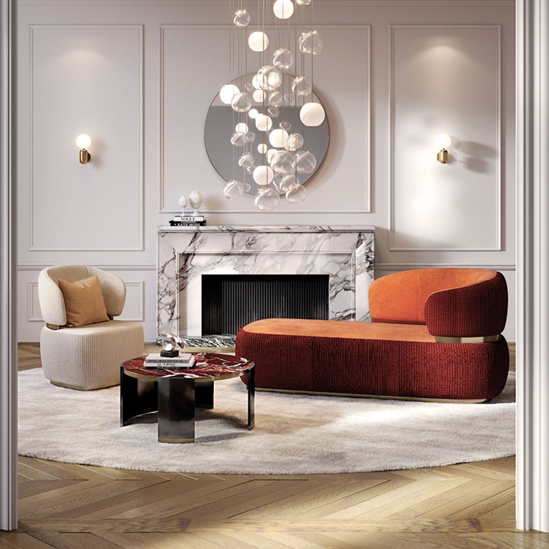 Luxury hotel furniture factory stainless steel leg velvet fabric Villa living room couch bedroom lobby sofa set