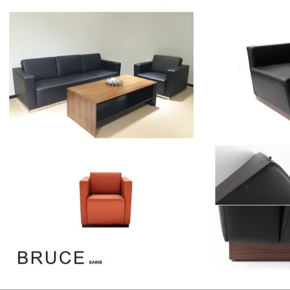 China Luxury Modern Office Sofa Set PU Leather and Fabric Covered for Living Room Hotel and office Use