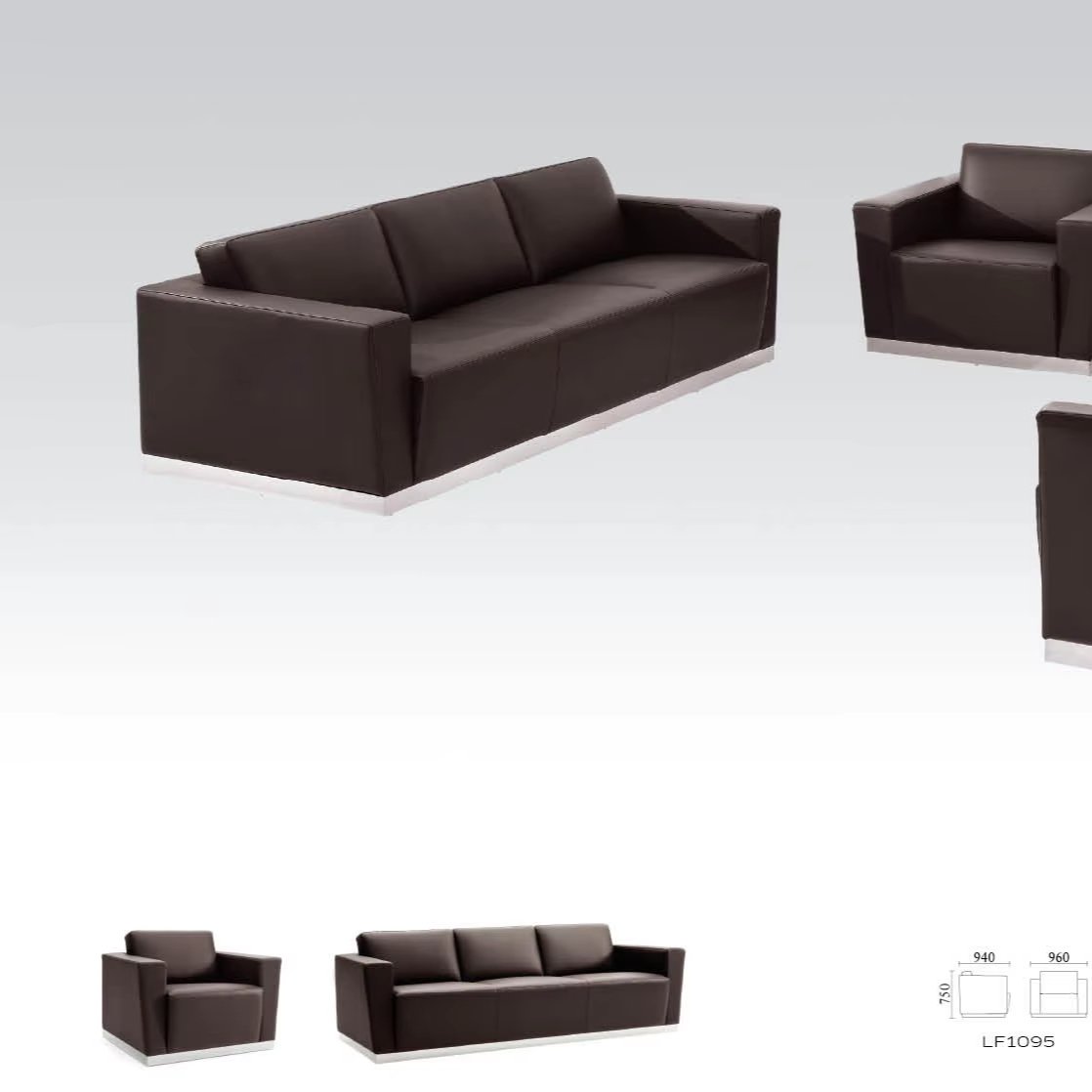 China Luxury Modern Office Sofa Set PU Leather and Fabric Covered for Living Room Hotel and office Use
