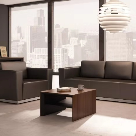 China Luxury Modern Office Sofa Set PU Leather and Fabric Covered for Living Room Hotel and office Use
