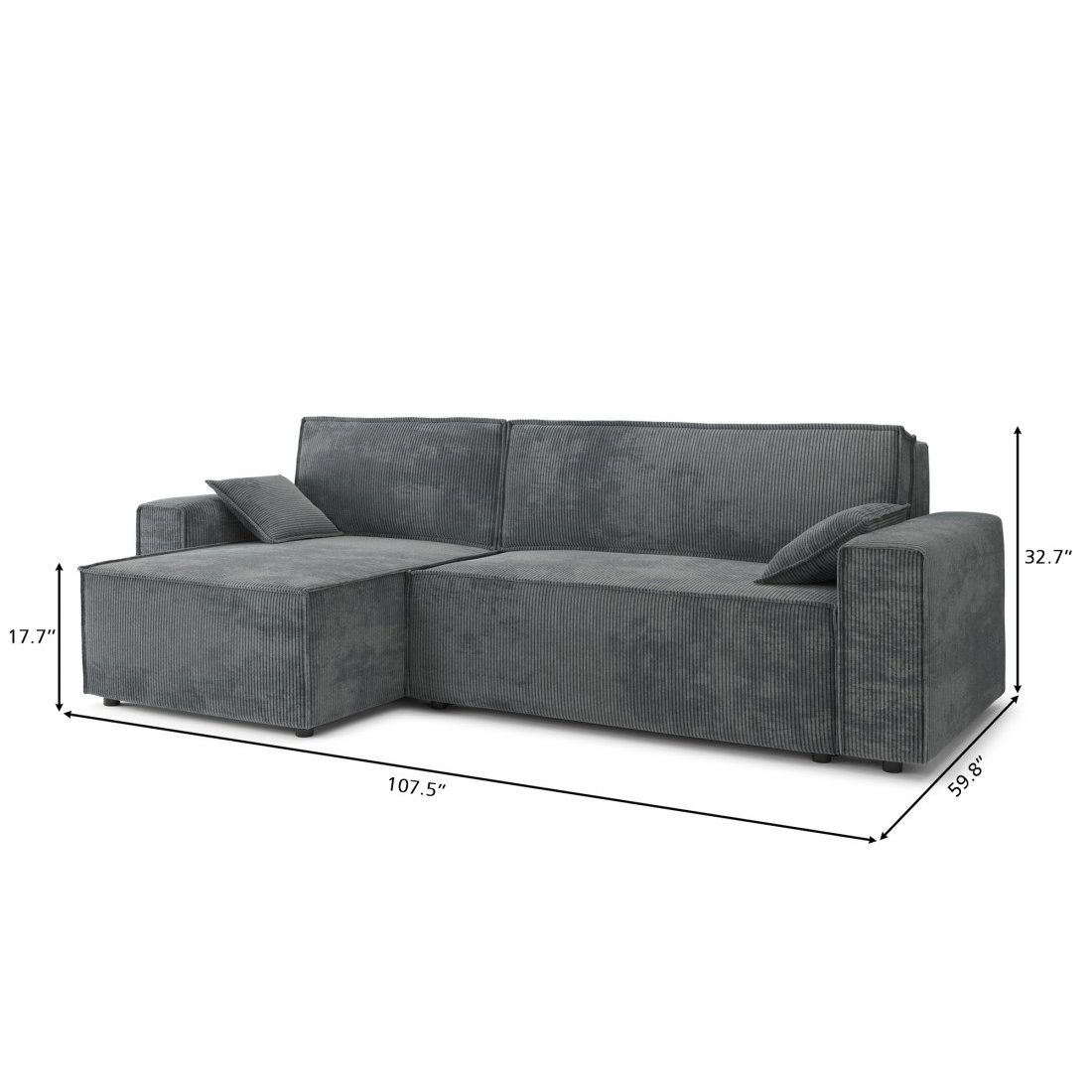 NOVA Modern L Shape Office Convertible Storage Corner Sofa Come Bed Folding Upholstered Sofa Couch Set Corduroy Fabric Daybed