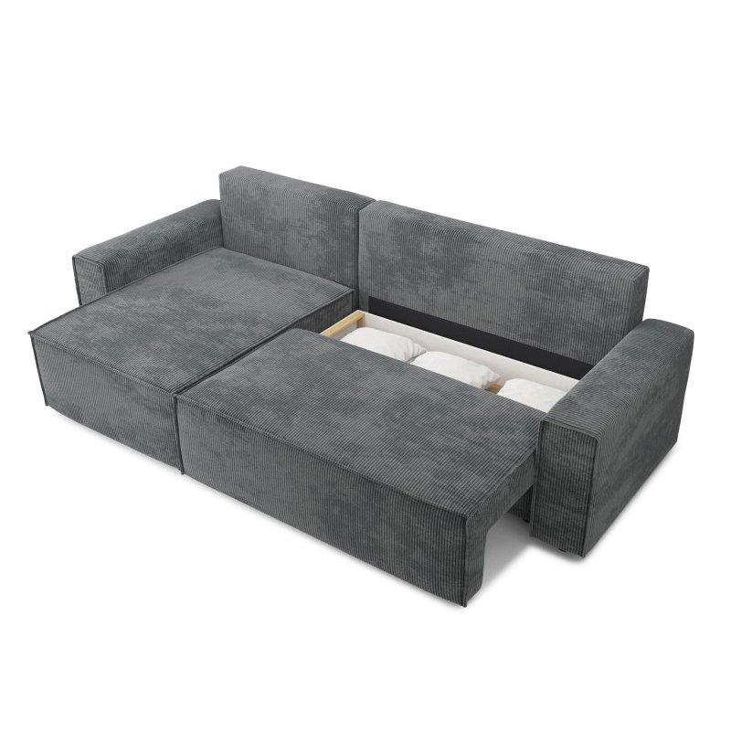 NOVA Modern L Shape Office Convertible Storage Corner Sofa Come Bed Folding Upholstered Sofa Couch Set Corduroy Fabric Daybed