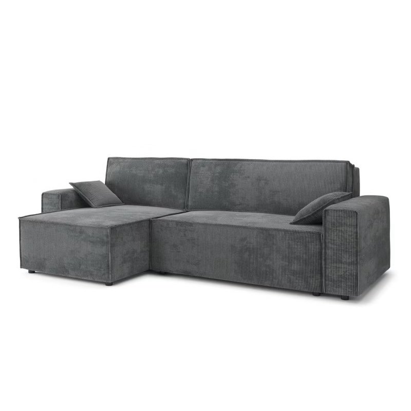 NOVA Modern L Shape Office Convertible Storage Corner Sofa Come Bed Folding Upholstered Sofa Couch Set Corduroy Fabric Daybed