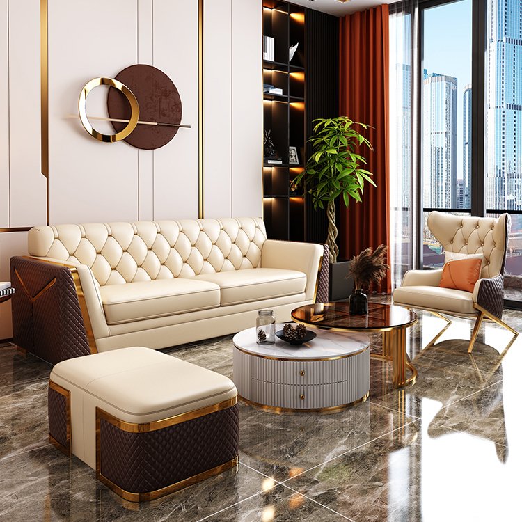Luxury new design chesterfield sofa set modern sectional couch furniture for living room home office 3 seater leather sofas