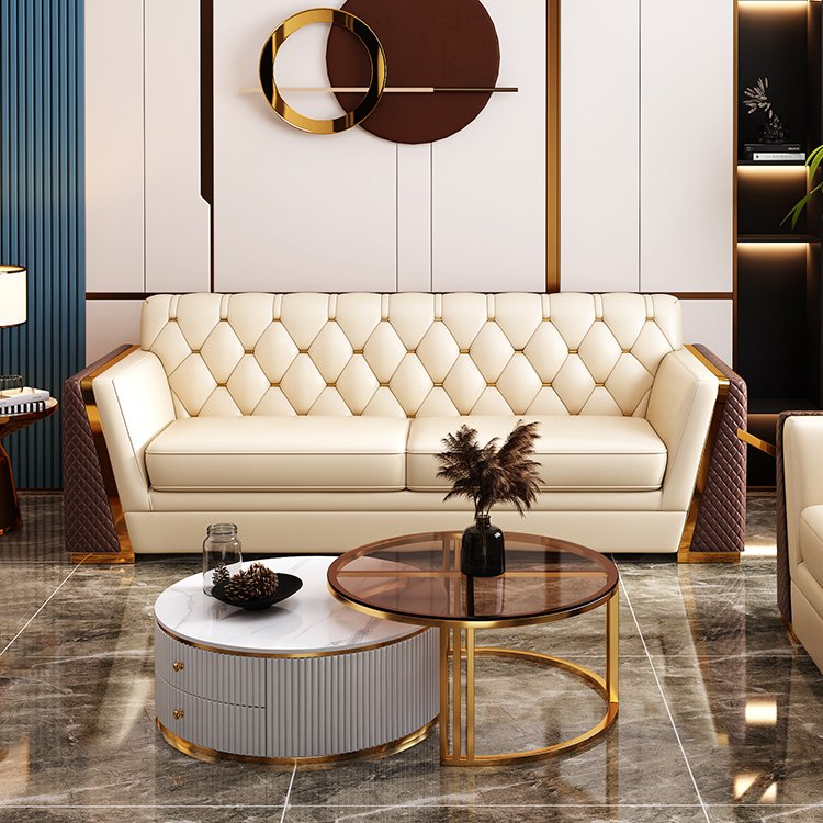 Luxury new design chesterfield sofa set modern sectional couch furniture for living room home office 3 seater leather sofas