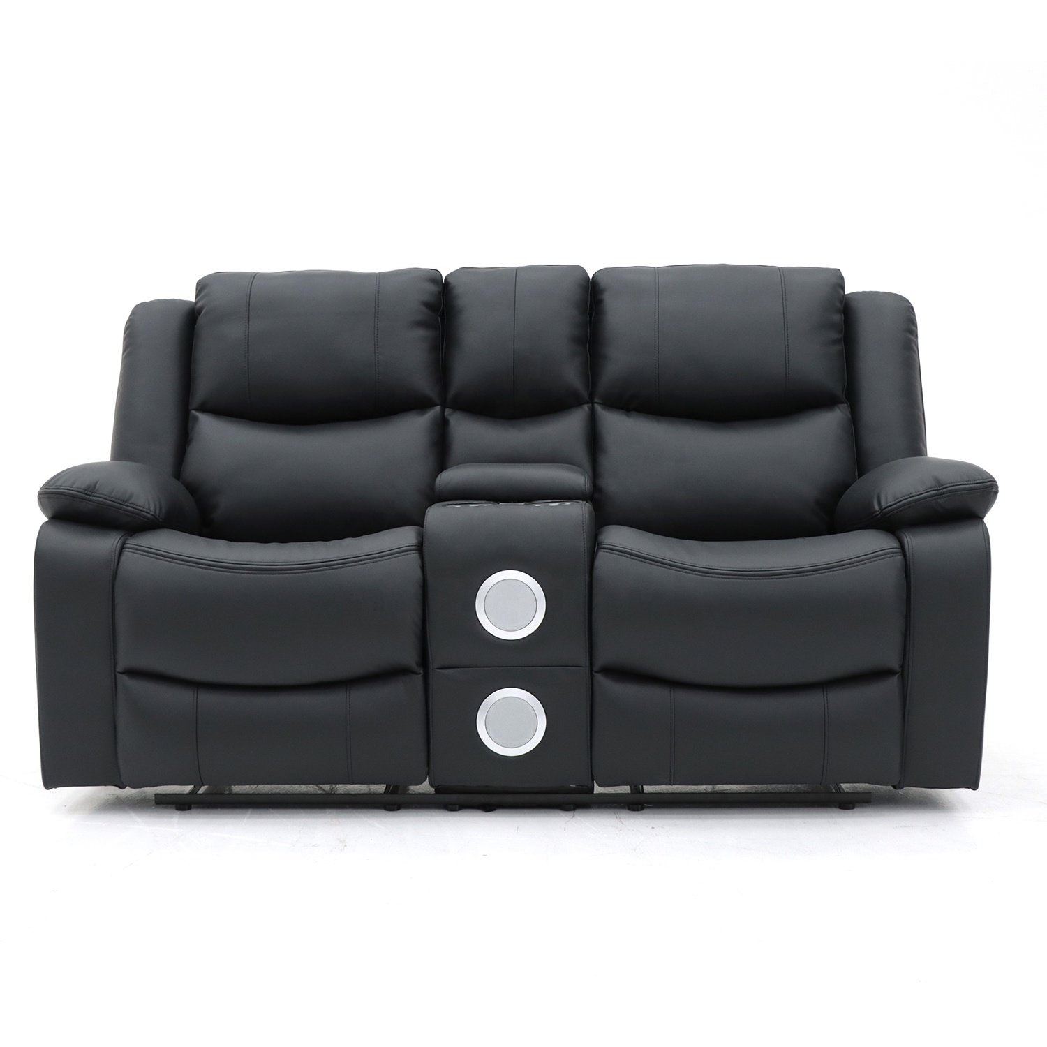 Geeksofa Leather Power Electric Motion Recliner Sofa Set 3 2 1 With Console And Bluetooth Speakers For Living Room Furniture
