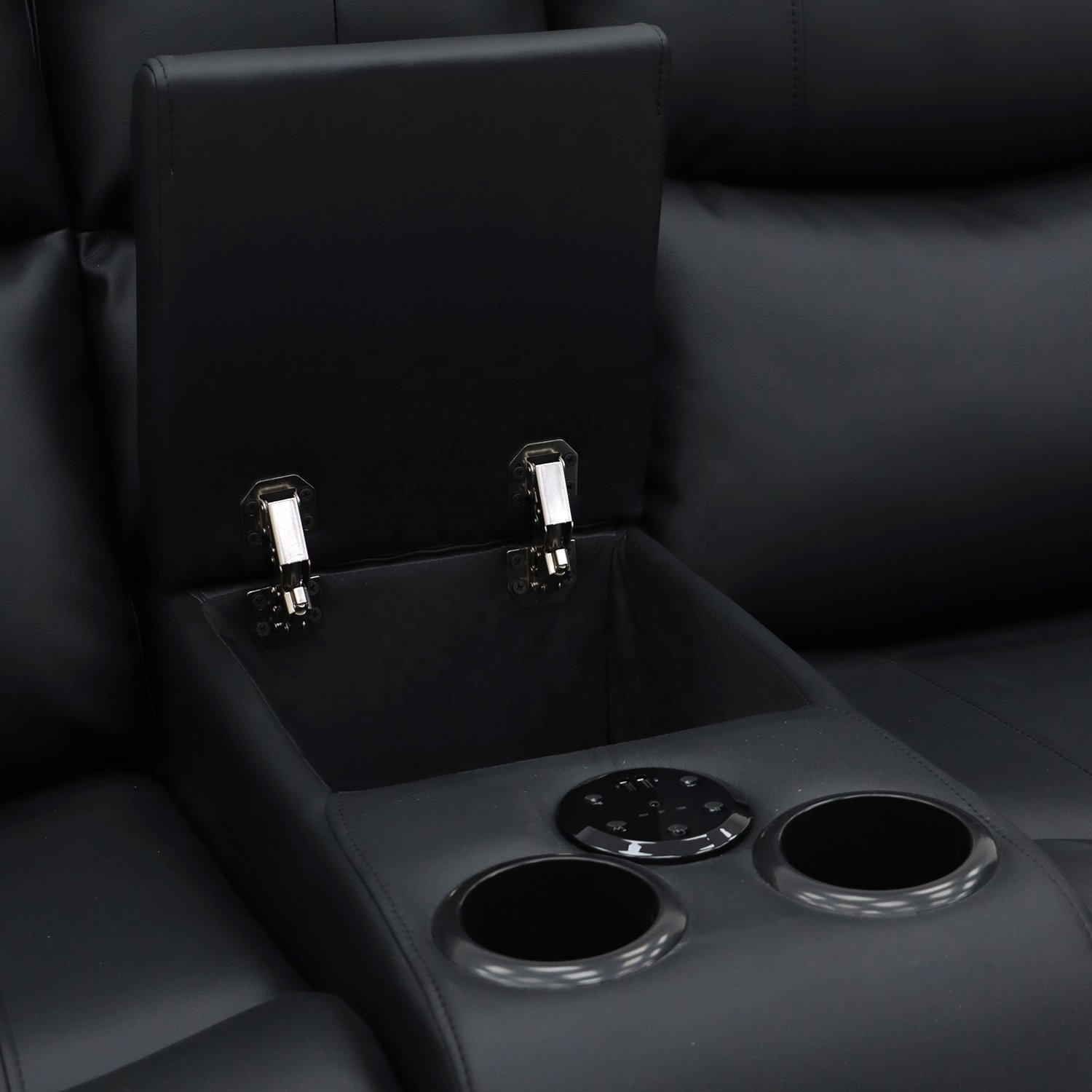 Geeksofa Leather Power Electric Motion Recliner Sofa Set 3 2 1 With Console And Bluetooth Speakers For Living Room Furniture
