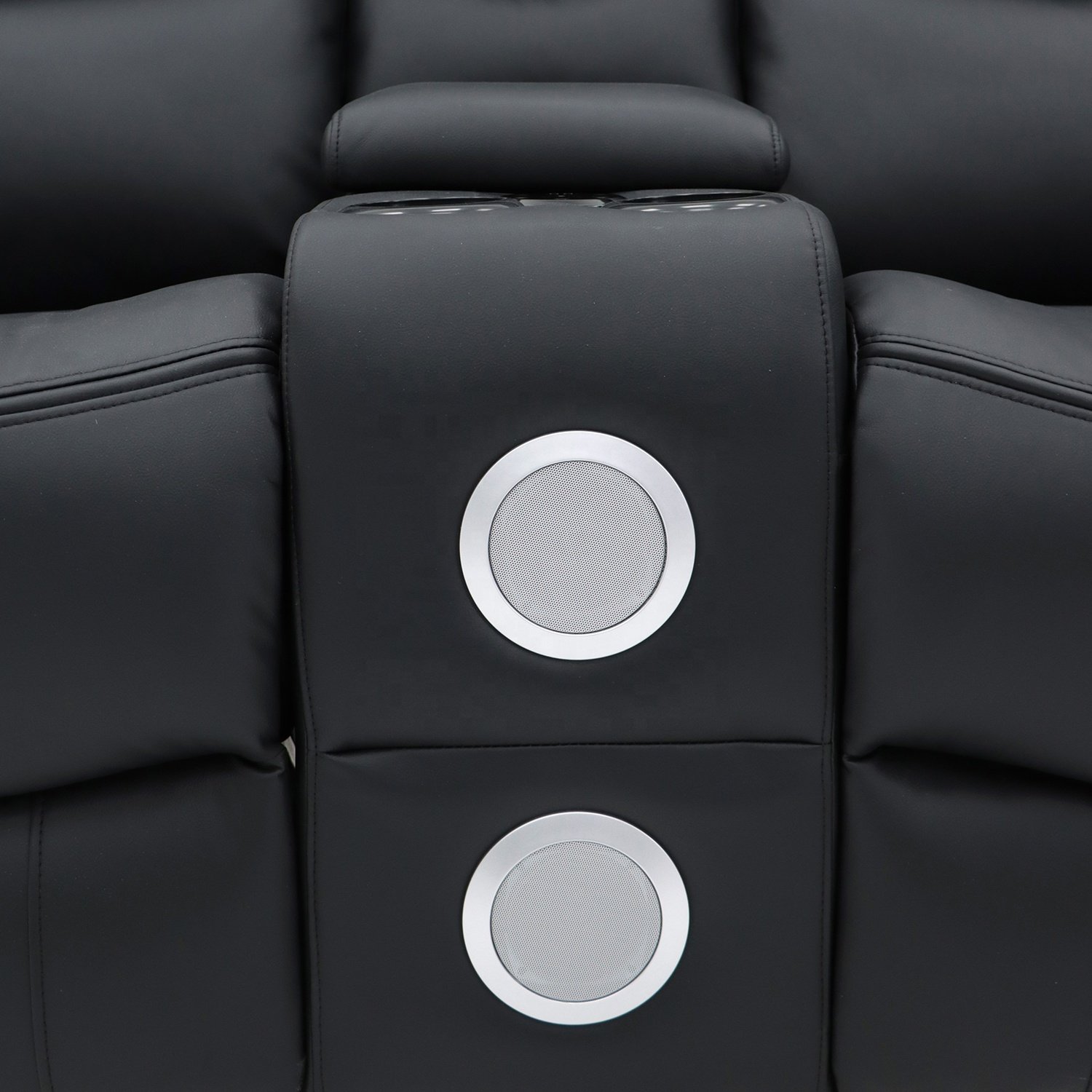 Geeksofa Leather Power Electric Motion Recliner Sofa Set 3 2 1 With Console And Bluetooth Speakers For Living Room Furniture
