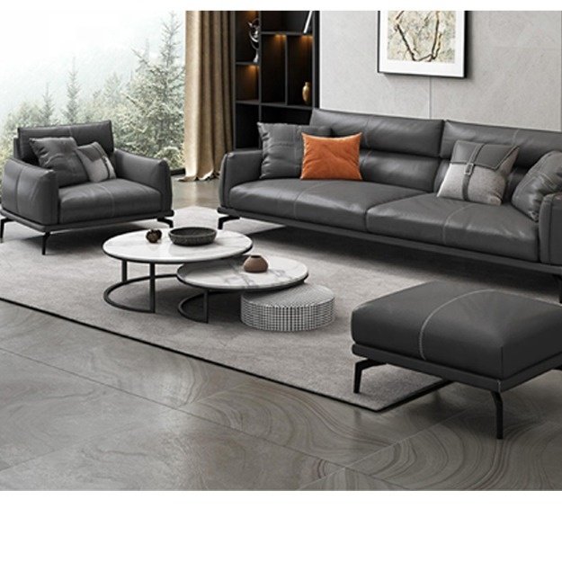 Modern Luxury 5-Seater Sectional Sofa Set European Design with Leather Cover for Home Living Room Office School Antique Style