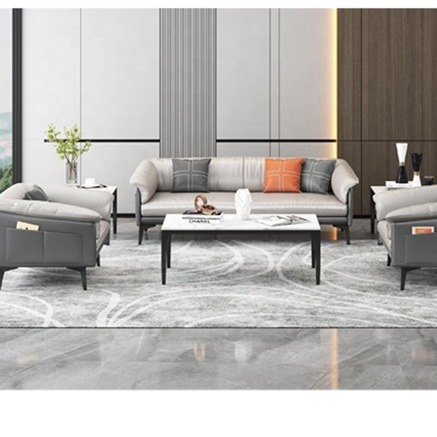 Modern Luxury 5-Seater Sectional Sofa Set European Design with Leather Cover for Home Living Room Office School Antique Style