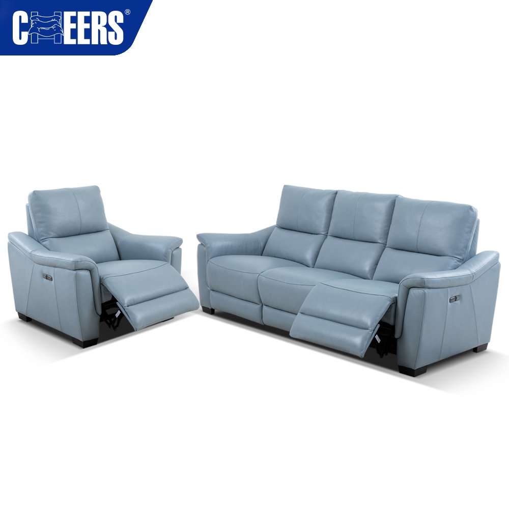 MANWAH CHEERS Luxury Living Room Recliner Leather 321 Sofa Reclining Sectional with Chaise for Living Room