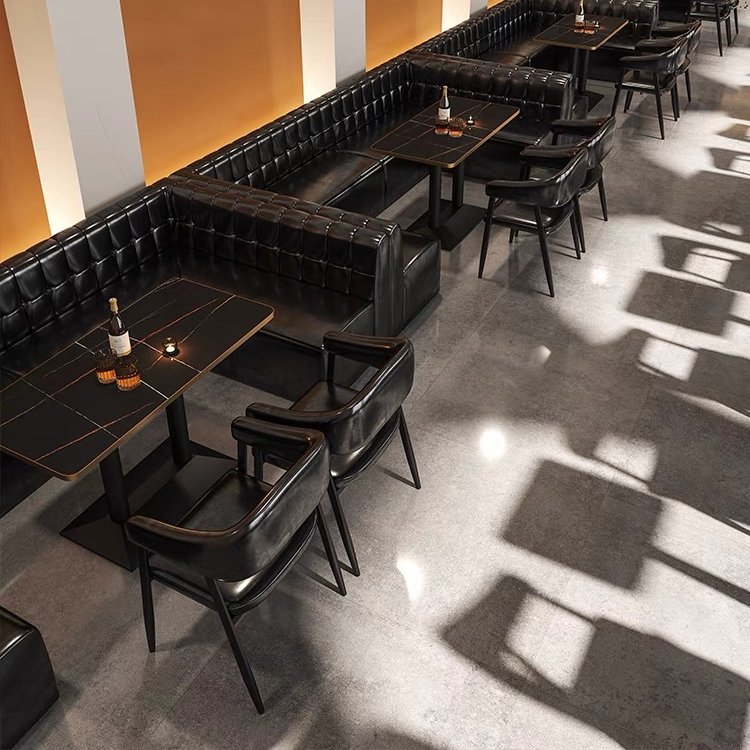 Custom bar table and chair combination restaurant Tavern retro industrial style commercial booth sofa