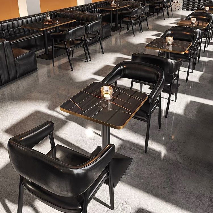 Custom bar table and chair combination restaurant Tavern retro industrial style commercial booth sofa