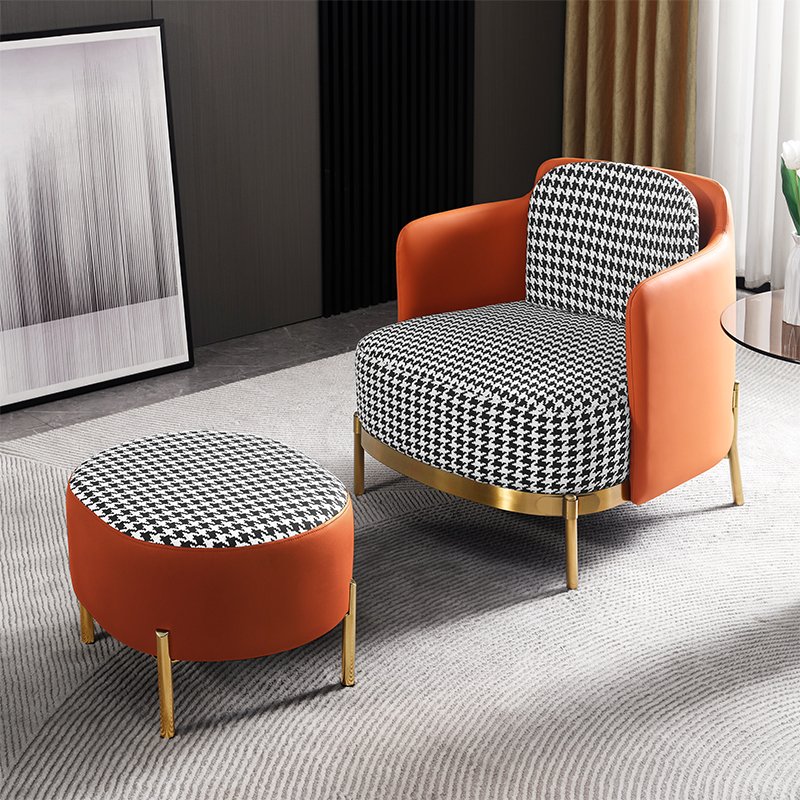 Simple modern small apartment living room light luxury houndstooth fabric sofa single hotel negotiation chair leisure lazy sofa