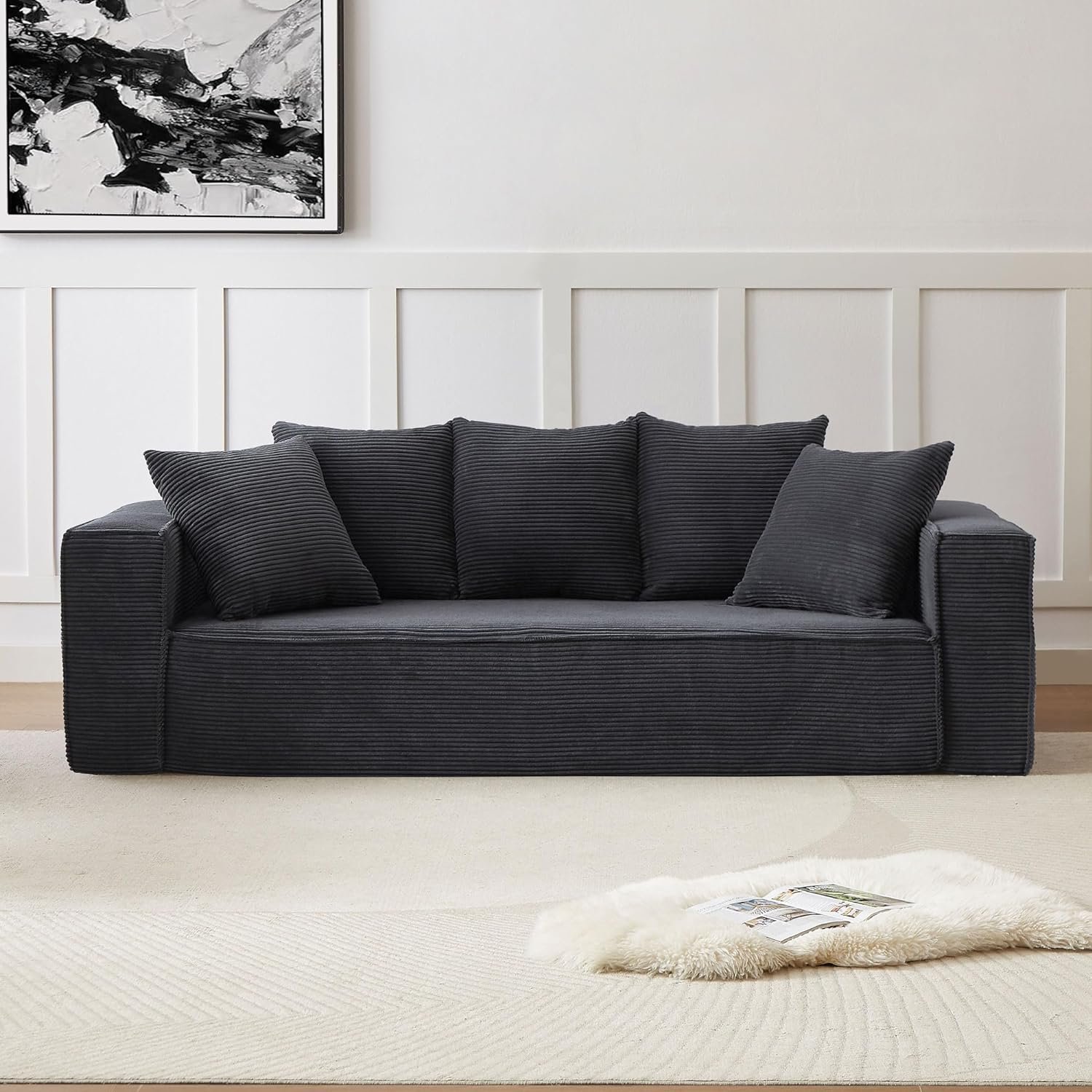 White Fabric Design Modern Interior Vacuum Packing Compress 2 3 Seater Sofa Foam Modern Sofa Living Room Couch Compressed Sofa